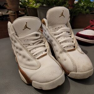 Jordan Kids White and Brown Sneakers